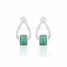 Handmade Arizona Turquoise Gemstone with Silver Fashion Earring for Enagagement & Wedding